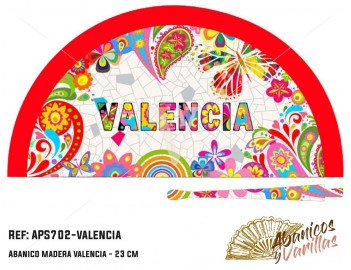 Leque de Madeira Pintado em Acrilico com desenhos para souvenir Valencia New