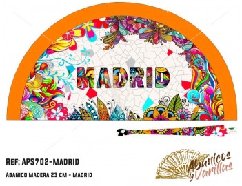 Leque  pintado em acrilico com disenhos para souvenir de Madrid
