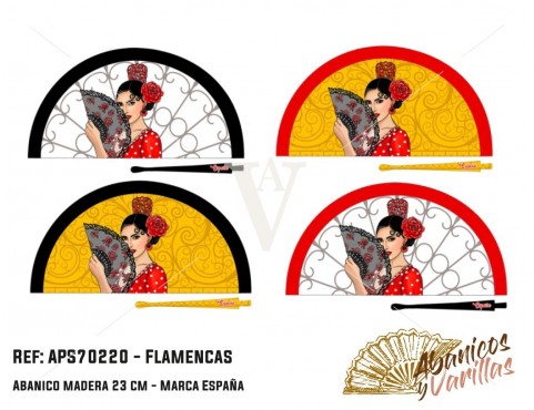 Leque pintado em acrilico com desenho de flamencas