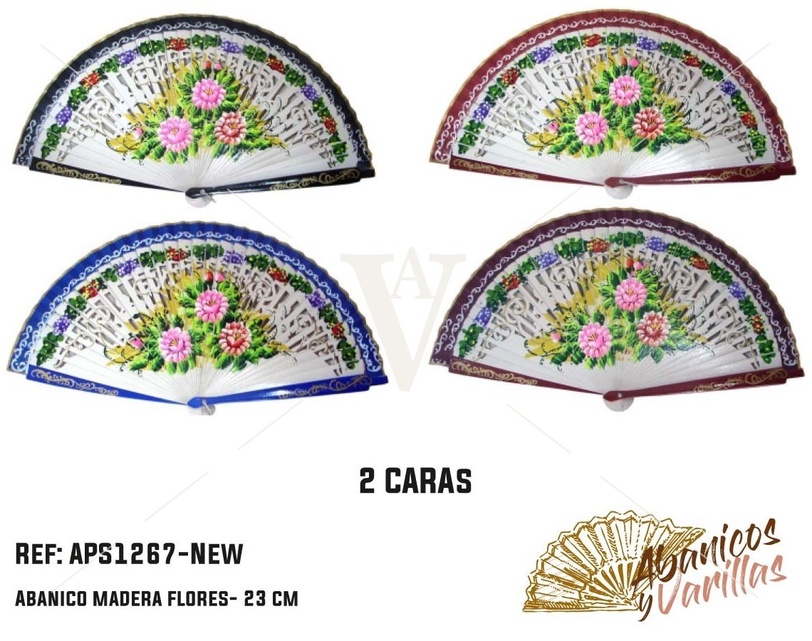 Abanico 2 Capas 23 cm Bicolor Florais