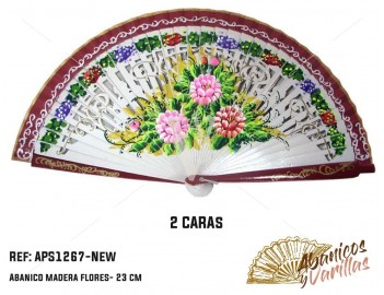 Abanicos madera 23 cm Bicolor Flores