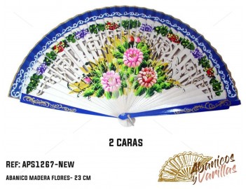 Abanicos madera 23 cm Bicolor Flores