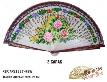 Abanicos madera 23 cm Bicolor Flores