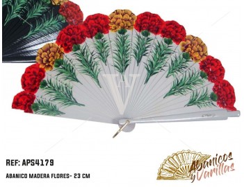 Abanicos Madera 23 cm diseño Florales - Surtido