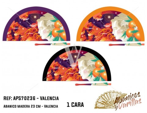 Abanico  en Acrilico pintado con diseños falleros para souvenir de Valencia