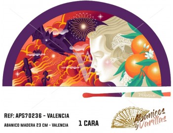 Abanico  en Acrilico pintado con diseños falleras para souvenir de Valencia