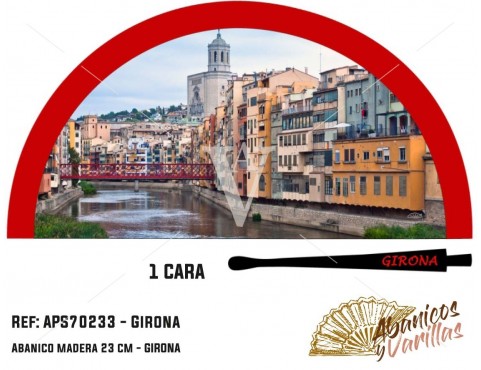 Abanico para souvenir de Girona de 23 cm pintado en acrilico
