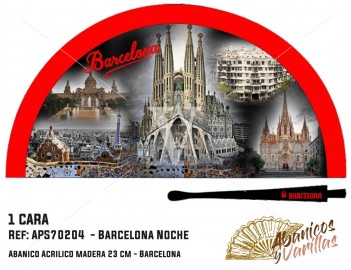 Abanico Rojo para souvenir de Barcelona de Noche