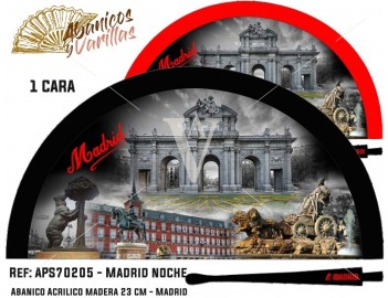 Abanicos para souvenir de Madrid Noche pintados en acrílico en 2 colores a elegir