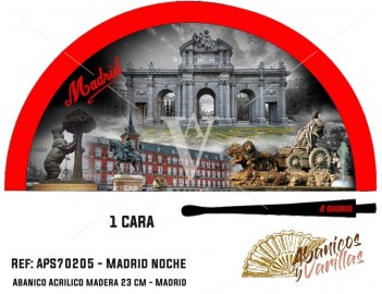 Leque vermelho para souvenir de Madrid noite, pintado em acrilico