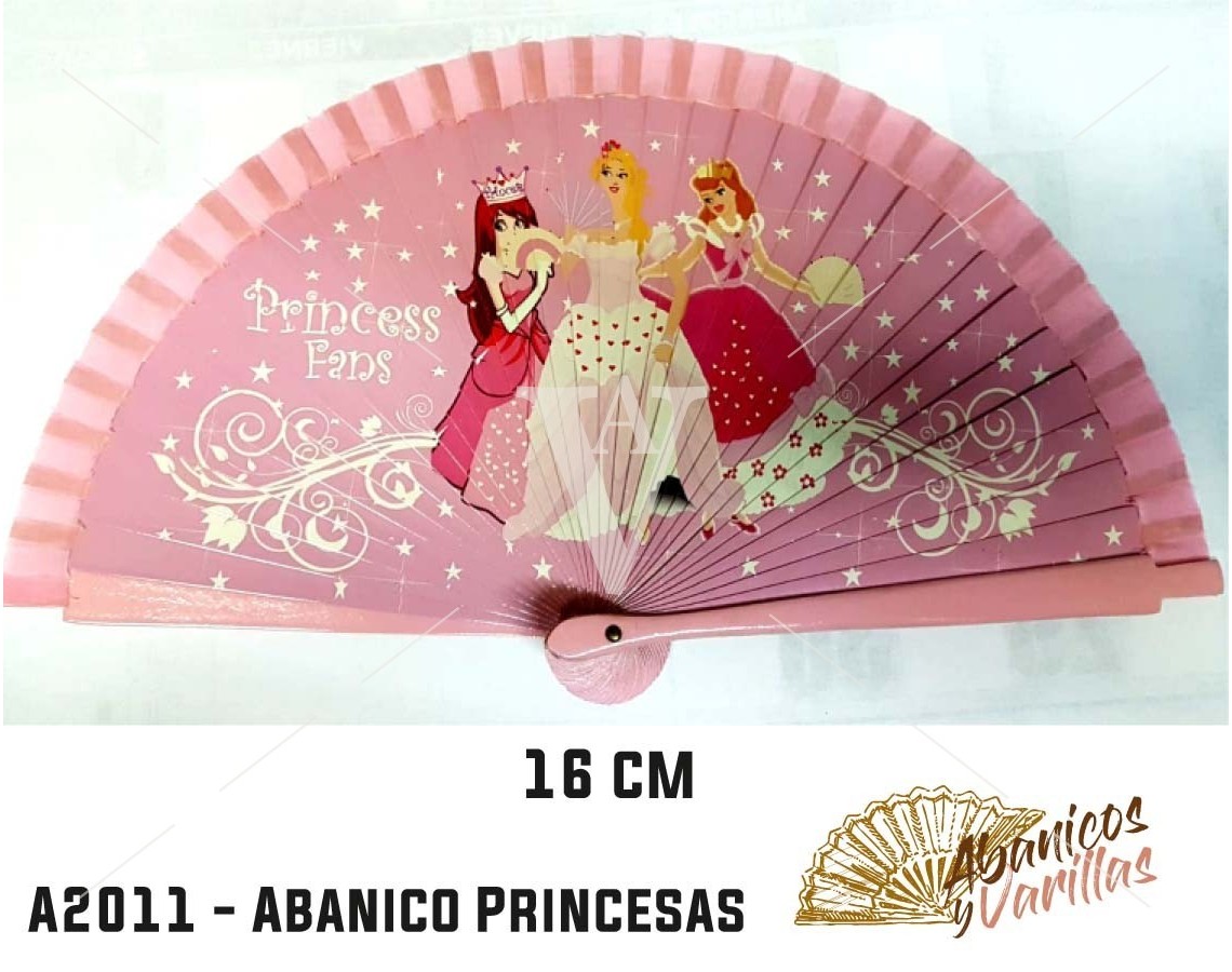 Leque Madeira Princesas 16 cm