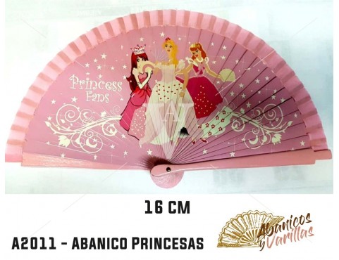 Abanico infantil de 16 cm pintados con diseño de princesas