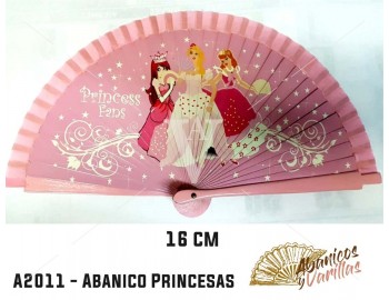 Leque infantil de 15 cm pintados com desenho de princesas