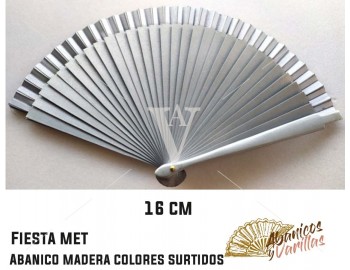 Abanico plata perlado 16 cm en colores perlados surtidos