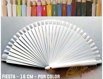 Abanico Blanco de bolso fabricado en madera de 16 cm en 14 colores a elegir